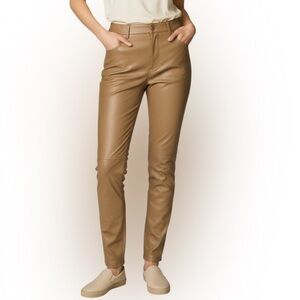 Aritzia Babaton Vegan Leather Pants Tan